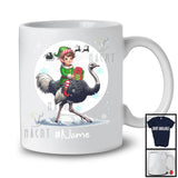 Personalized Custom Name Elf Riding Ostrich, Joyful Christmas Moon Snow Ostrich, X-mas Team T-Shirt