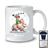 Personalized Custom Name Elf Riding Rabbit, Joyful Christmas Moon Snow Rabbit, X-mas Team T-Shirt