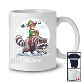 Personalized Custom Name Elf Riding Raccoon, Joyful Christmas Moon Snow Raccoon, X-mas Team T-Shirt