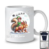 Personalized Custom Name Elf Riding Squirrel, Joyful Christmas Moon Snow Squirrel, X-mas Team T-Shirt