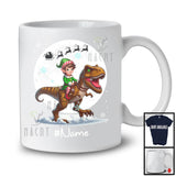 Personalized Custom Name Elf Riding T-Rex, Joyful Christmas Moon Snow T-Rex, X-mas Team T-Shirt