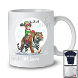 Personalized Custom Name Elf Riding Tiger, Joyful Christmas Moon Snow Tiger, X-mas Team T-Shirt