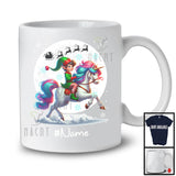 Personalized Custom Name Elf Riding Unicorn, Joyful Christmas Moon Snow Unicorn, X-mas Team T-Shirt