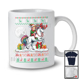 Personalized Custom Name Elf Riding Unicorn; Lovely Christmas Sweater Elf Unicorn; X-mas Moon T-Shirt