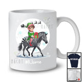 Personalized Custom Name Elf Riding Zebra, Joyful Christmas Moon Snow Zebra, X-mas Team T-Shirt
