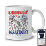 Personalized Custom Name Emergency Department; Proud 4th of July Groovy 3 Skeletons Nurse T-Shirt