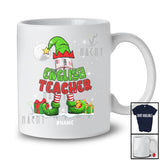 Personalized Custom Name English Teacher; Lovely Christmas Elf Snowing Book Education Jobs T-Shirt