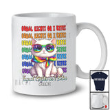 Personalized Custom Name Equal Rights Or I Bites; Adorable LGBTQ Pride Gay Cat Sunglasses T-Shirt