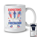 Personalized Custom Name Expecting A Little Firecracker; Joyful Pregnancy Patriotic 4th of July T-Shirt