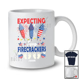 Personalized Custom Name Expecting Two Firecrackers; Joyful Pregnancy Patriotic 4th of July T-Shirt