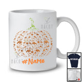 Personalized Custom Name Fall Flamingo Pumpkin Shape; Lovely Thanksgiving Halloween Animal T-Shirt