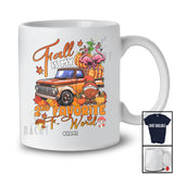 Personalized Custom Name Fall Is My 2nd Favorite F-Word; Joyful Thanksgiving Flamingo Pickup T-Shirt