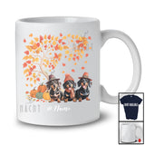 Personalized Custom Name Fall Tree Dachshund Owner; Lovely Thanksgiving Fall Tree Pumpkin Family T-Shirt