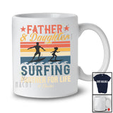 Personalized Custom Name Father Daughter Surfing; Proud Father's Day Family; Vintage Retro T-Shirt