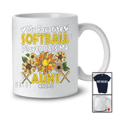 Personalized Custom Name Favorite Softball Player Calls Me Aunt; Joyful Mother's Day Sunflower T-Shirt