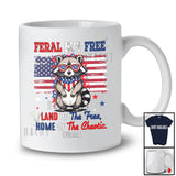 Personalized Custom Name Feral But Free; Amazing 4th of July Raccoon American Flag; Patriotic T-Shirt