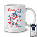 Personalized Custom Name Feral But Free; Awesome 4th Of July American Flag Chicken Farmer T-Shirt