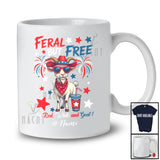 Personalized Custom Name Feral But Free; Awesome 4th Of July American Flag Goat Farmer T-Shirt