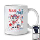 Personalized Custom Name Feral But Free; Awesome 4th Of July American Flag Sheep Farmer T-Shirt