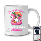 Personalized Custom Name Feral Teacher; Joyful Summer Vacation Goose On Flamingo Float T-Shirt