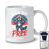 Personalized Custom Name Feral but Free; Awesome 4th of July Raccoon American Flag; Patriotic T-Shirt