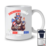 Personalized Custom Name Fireworks Squad If I Run You Run; Humorous 4th Of July Bigfoot Lighting T-Shirt