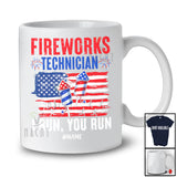 Personalized Custom Name Fireworks Technician I Run You Run; Joyful 4th Of July US Flag; Patriotic T-Shirt
