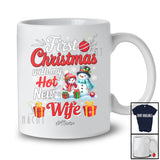 Personalized Custom Name First Christmas with My Hot New Wife; Wonderful Snowman Couple T-Shirt