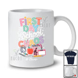 Personalized Custom Name First Day Of School And Chaos; Lovely School Leopard Coffee; Teacher T-Shirt