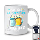Personalized Custom Name First Father's Day Together; Humorous Father's Day Milk Bottle Beer T-Shirt
