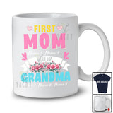 Personalized Custom Name First Mom Now Grandma, Proud Mother's Day Promoted to Grandma, Flowers T-Shirt