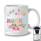 Personalized Custom Name First Time Mommy Est. 2025; Lovely Mother's Day Pregnancy Flowers T-Shirt