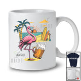 Personalized Custom Name Flamingo Drinking Beer; Cheerful Summer Vacation Alcohol Drunker T-Shirt