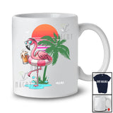 Personalized Custom Name Flamingo Drinking Beer; Humorous Christmas In July Summer Drunker T-Shirt