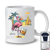 Personalized Custom Name Flamingo Drinking Whiskey; Cheerful Summer Vacation Alcohol Drunker T-Shirt