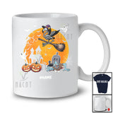 Personalized Custom Name Flamingo Skeleton Witch On Broomstick; Lovely Halloween Moon Zombie T-Shirt