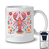 Personalized Custom Name Floral Lobster; Adorable Flowers Lobster Ocean Sea Animal T-Shirt
