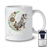 Personalized Custom Name Floral Moon Skeleton Shelties; Scary Dia De Los Muertos Halloween T-Shirt