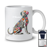 Personalized Custom Name Floral Skulls Dog; Lovely Halloween Dia De Los Muertos Mexican T-Shirt