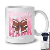Personalized Custom Name Football Mama; Lovely Mother's Day Coquette Bow Tie; Player Family T-Shirt