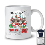 Personalized Custom Name Forget Milk Give Me Pugs; Joyful Christmas Three Santa Family T-Shirt