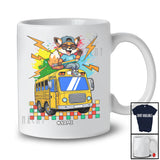 Personalized Custom Name Fox On School Bus; Amusing Back To School Bus Driver Teacher T-Shirt