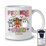 Personalized Custom Name Friends Squad; Lovely Halloween Skeleton Pumpkin Boo Cosplay T-Shirt