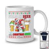 Personalized Custom Name Fueled By Beer Christmas Cheer; Joyful Sweater Drinking Santa Dabbing T-Shirt