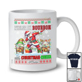 Personalized Custom Name Fueled By Bourbon Christmas Cheer; Joyful Sweater Drinking Santa Dabbing T-Shirt