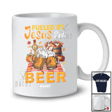 Personalized Custom Name Fueled By Jesus And Beer; Happy Thanksgiving Cross Plaid; Drinking T-Shirt
