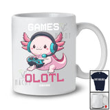 Personalized Custom Name Game Alotl; Adorable Gamer Axolotl Nerd Lover; Girls Women Family T-Shirt