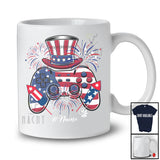 Personalized Custom Name Game Controller; Amazing 4th of July US Flag Gamer Patriotic T-Shirt