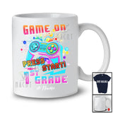 Personalized Custom Name Game On Press Start 1st Grade; Joyful First Day Of School Boys Gamer T-Shirt