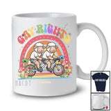 Personalized Custom Name Gay Rights; Adorable LGBTQ Couple Sheep Riding Bicycle Rainbow T-Shirt